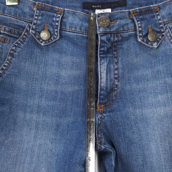 MARC JACOBS Jeans Y2K Wide Leg Flared Denim 29x33 Womens 4 Distressed - Picture 11 of 15